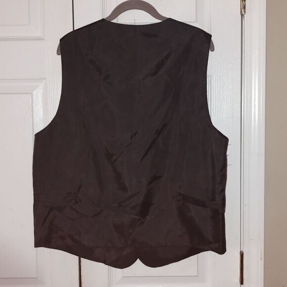 Gino Lussari red with blue and yellow accents silver tux suit party vest  Sz M - Picture 4 of 4